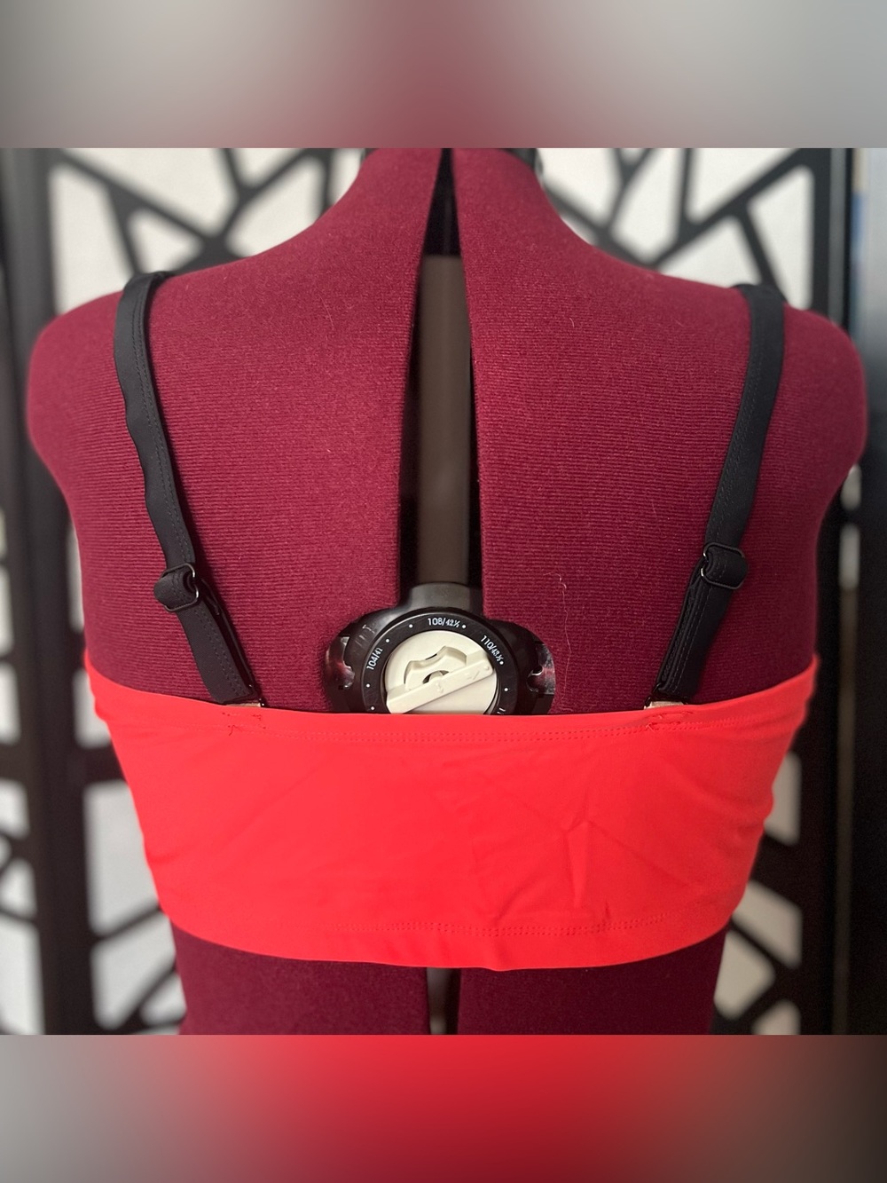 Cacique Red Pineapple embroidered Lace-up Bikini Top - Picture 4 of 5